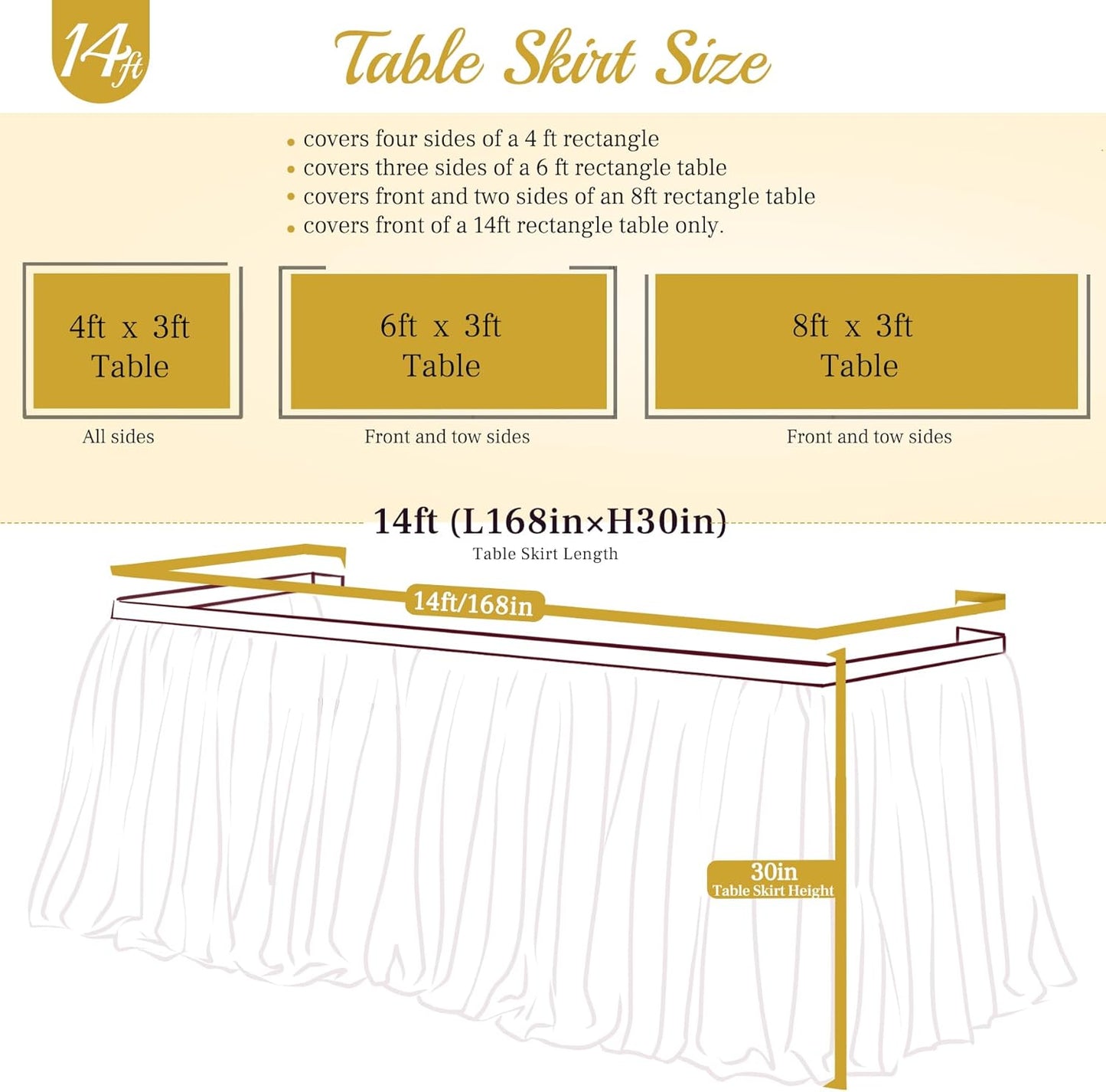 Suppromo 14ft Pink Table Skirt Tulle Tutu Tablecloth for Rectangle or Round Table For Birthday Party Baby Shower Wedding Decorations (L14(ft) H 30in, Pink)