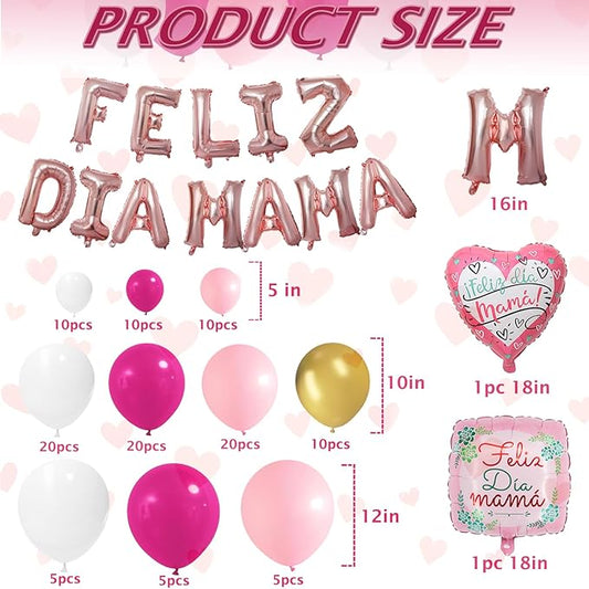 Feliz Dia De Las Madres Balloon Garland Arch kit with 118 Pcs Balloons Mothers DayDecorations Feliz Dia Mama Balloons Banner for Mothers Day Party Supplies