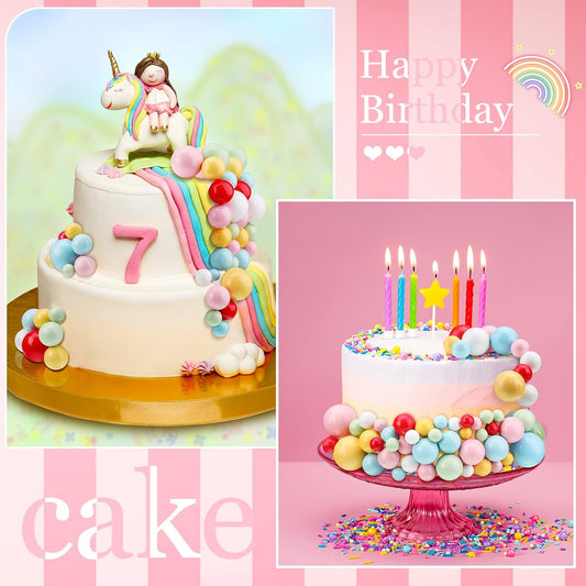 108 Pcs Balls Cake Topper DIY Cupcake Insert Foam Balloons for Cake Baking Wedding Anniversary Birthday Decoration(Pastel Colors,Multi Sizes)