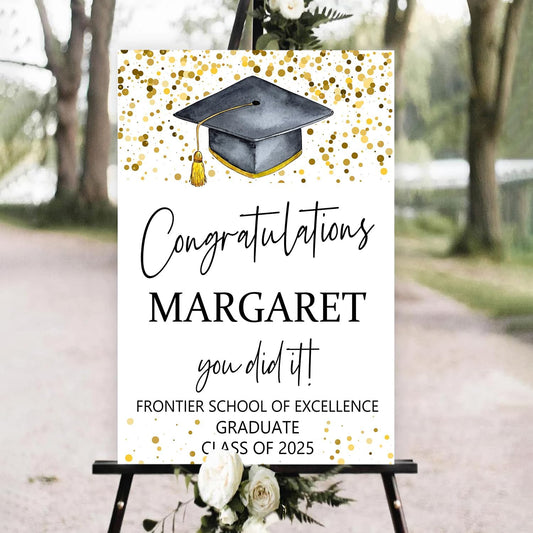Graduation Sign, Class of 2025, Personalized with Photo, 12"x18", Plastic, Modern Style