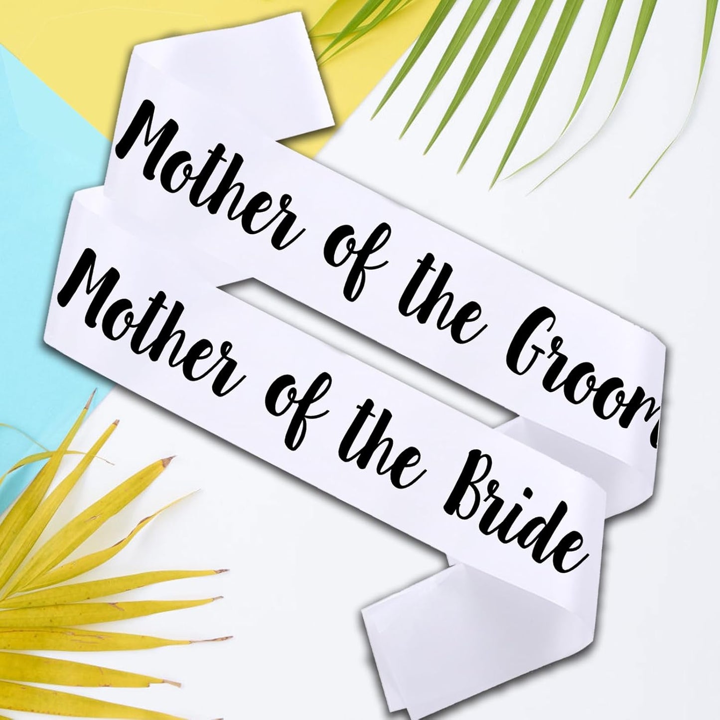 2 PACK Mother of the Bride and Groom Sashes, Black Sash with Silver Letters Bachelorette Sashes for Mother Bridal Shower Supplies Wedding Accessories
