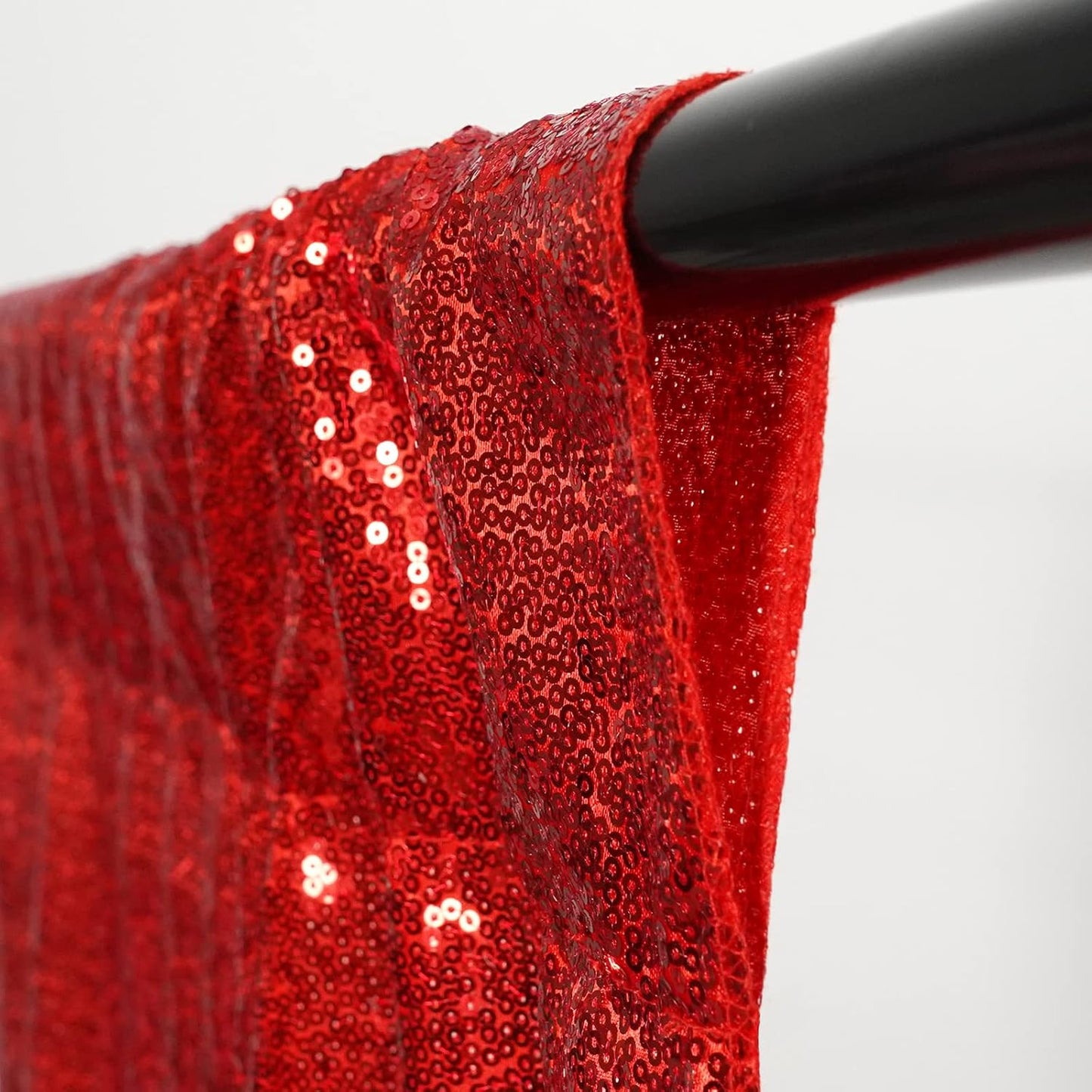 Poise3EHome 6Ft x 8Ft Red Sequin Backdrop, Glitter Thick Satin Sequin Background Drapes, Sequence Xmas Thanksgiving Backdrop for Wedding Party Holiday Festival Decor
