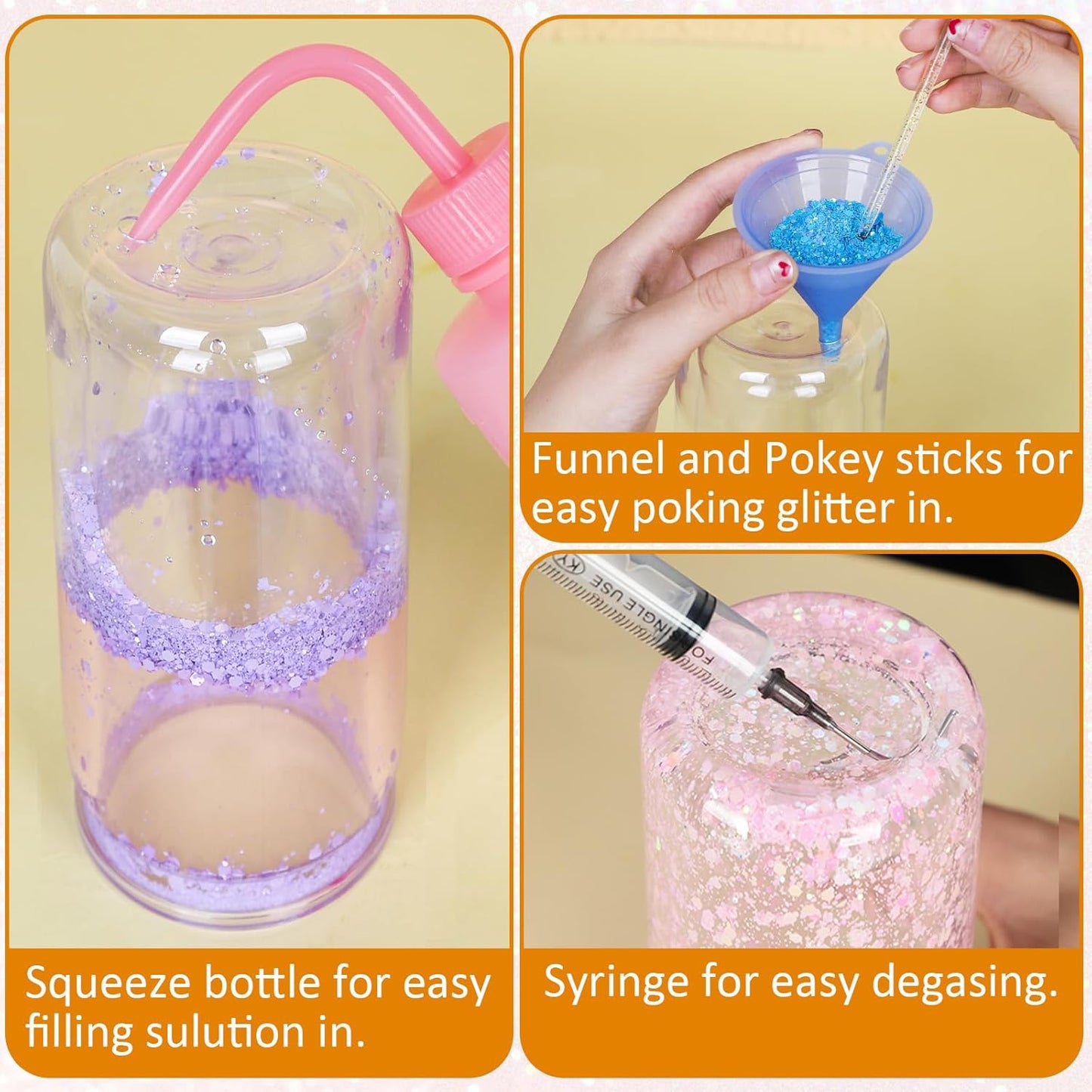 20 Oz Acrylic Snowglobe Tumbler Including Diy Kit, 4 Pack Pre-Drilled Double Wall Plastic Snowglobe Cup for Glitter Snow Globe Diy