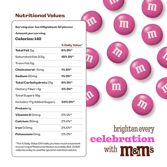M&M’S WORLD Milk Chocolate Candy, Single Color, Dark Pink, 5-Pound Bulk Bag (Pack of 1)