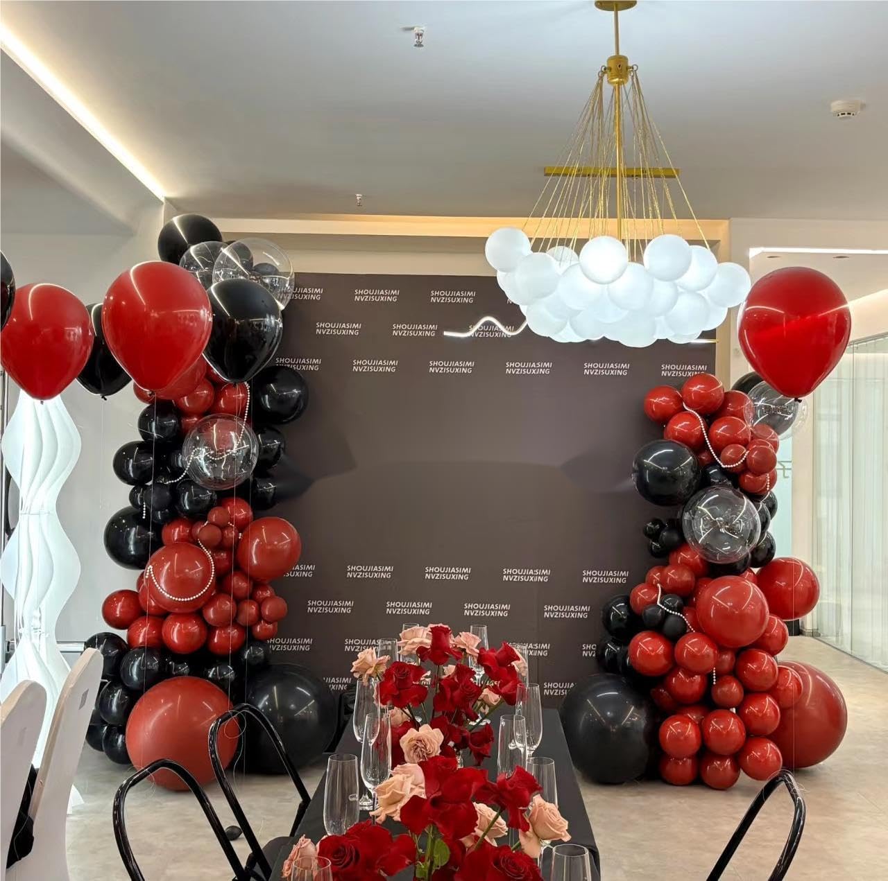 Red Black Balloon Garland 127 Pcs 18In 12In 10In 5In Latex Balloons Arch Kit for Birthday Casino Themed Valentine’s Day Party School Dances and Proms Decorations