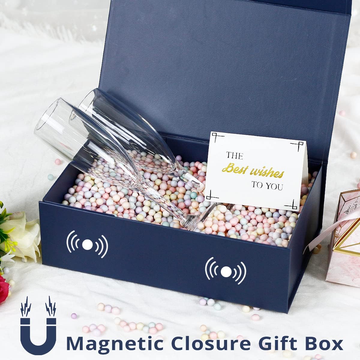 Gift Box 12" x 6" x 4",Large Gift Box with Lid, Gentleman Blue Boxes for Presents,Birthday,Valentine's Day,Mother's Day,Christmas,Anniversary,Luxury for Gift Packaging