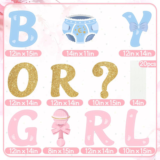 Easy Joy Gender Reveal Party Decorations Baby Shower Letters Yard Sign Newborn Baby Birthday Decor Outdoor Garden Lawn Party Decorations with Stakes Party Supplies Boy or Girl, 10 pieces