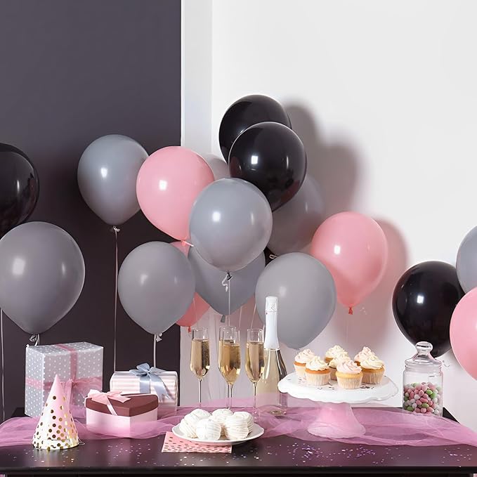 110pcs Gray Balloons 12inch Grey Latex Party Balloons for Graduation, Wedding, Birthday, Gender Reveal, Baby Shower, Bridal Shower, Anniversary Party Decorations