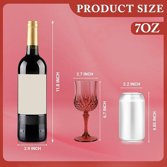 Plastic Wine Glasses, Plastic Goblets Vintage Style Cordial Unbreakable Drinking Glasses, Reusable Drinkware for Wedding Reception, Grand Event Party Supplies, Easter (24, Burgundy)
