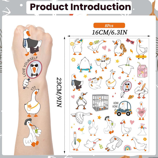 Funny Goose Temporary Tattoos - 200+ Silly One Goose Birthday Decor Supplies Favors Funny Foolish Goose Tattoo Stickers Gifts for Kids Duck Geese Animals Birthday Party Decorations Prizes