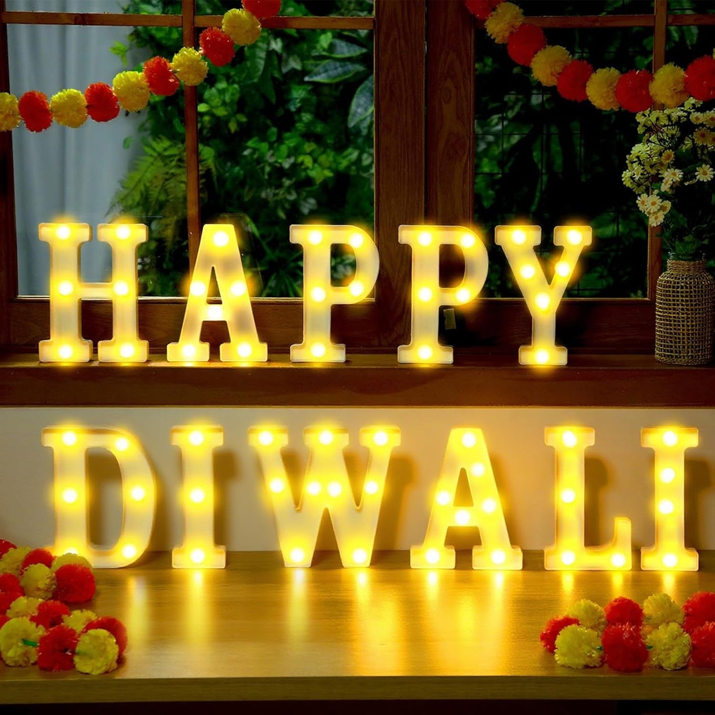 11 Pcs Happy Diwali Large LED Letter Sign LED Lights Battery Powered Table Decoration for Diwali Party Decorations