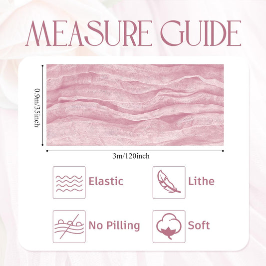 Wokceer Cheesecloth Table Runner 10FT Blushing Pink Boho Gauze Cheese Cloth Table Runner for Party Wedding Spring Easter Rustic Sheer Runners for Baby Bridal Shower