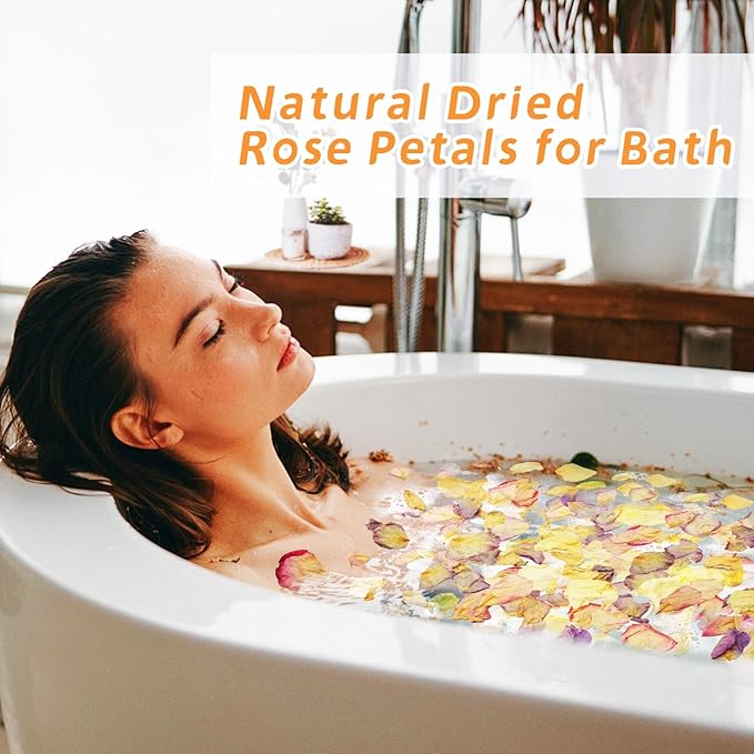 20+ Cups Dried Rose Petals Biodegradable Flower Confetti, 2 QT Mixed Yellow Purple Pink Dried Flower Petals for Wedding Proposal Bath Crafts Party 4oz(112g)