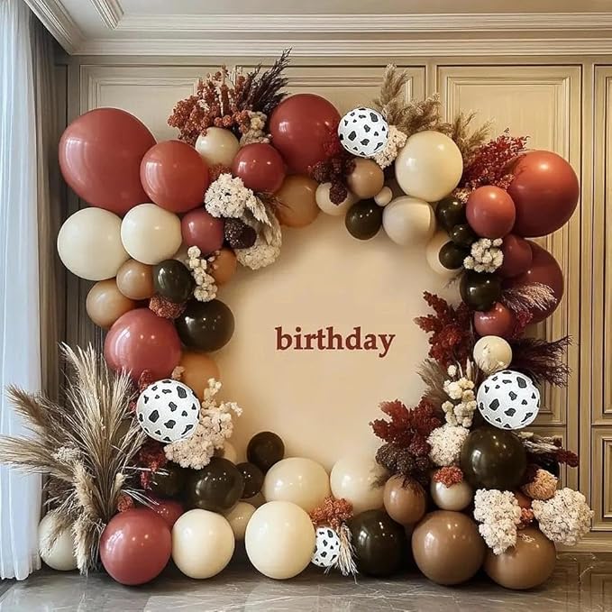 Western Balloon Garland Double Stuffed Dusty Pink Brown Sand White Nude Balloon Arch Kit for Western Baby Shower Cowboy Cowgirl Birthday Boho Party Decorations