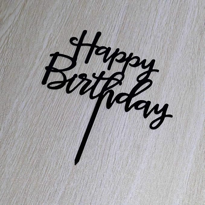 Happy Birthday Cake Topper, Birthday Party Decorations, Black Acrylic