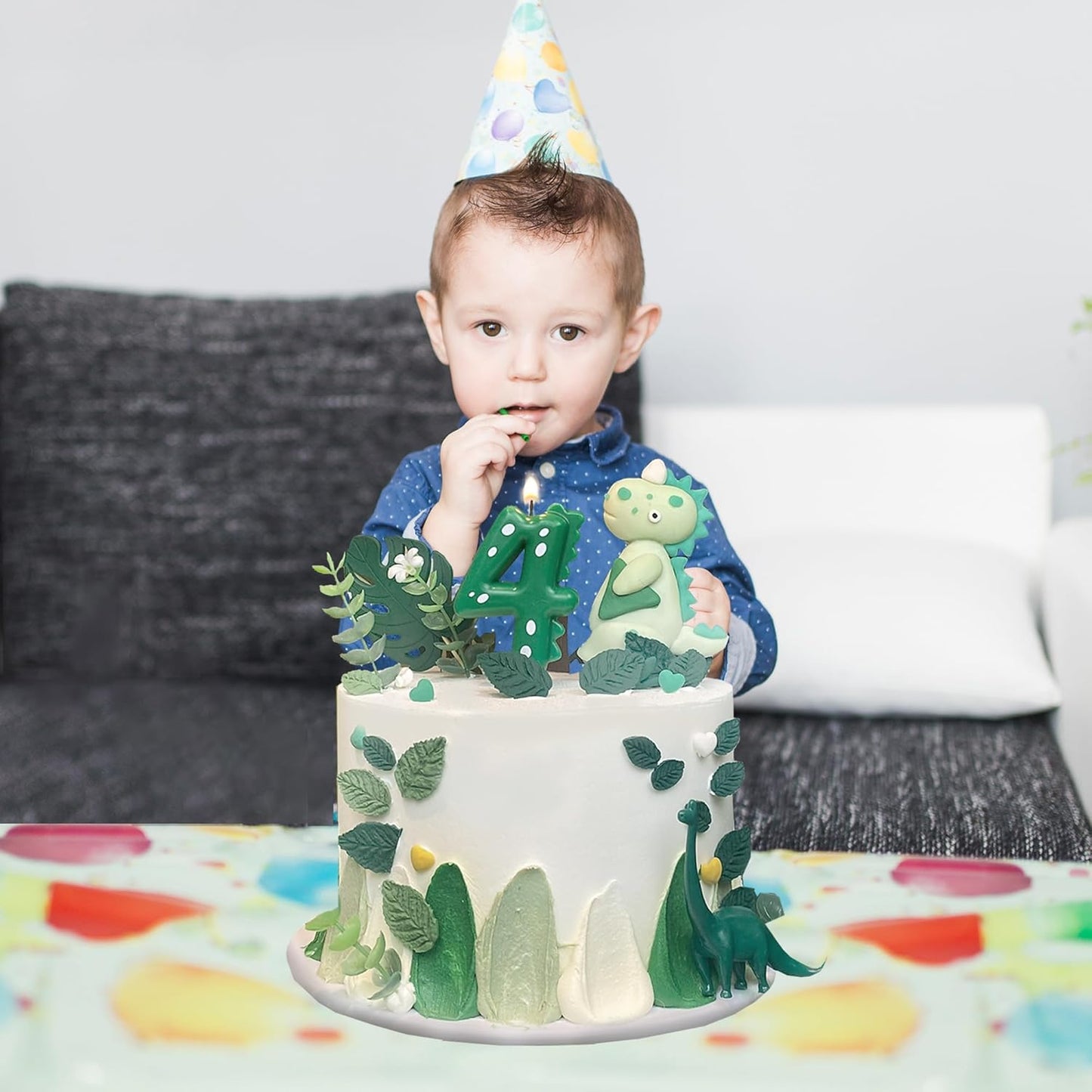 Number Birthday Candles(1 Candle Green) Dinosaur Shape Number Happy Birthday Cake Candles for Dinosaur Birthday Party Decoration Reunions Theme Party