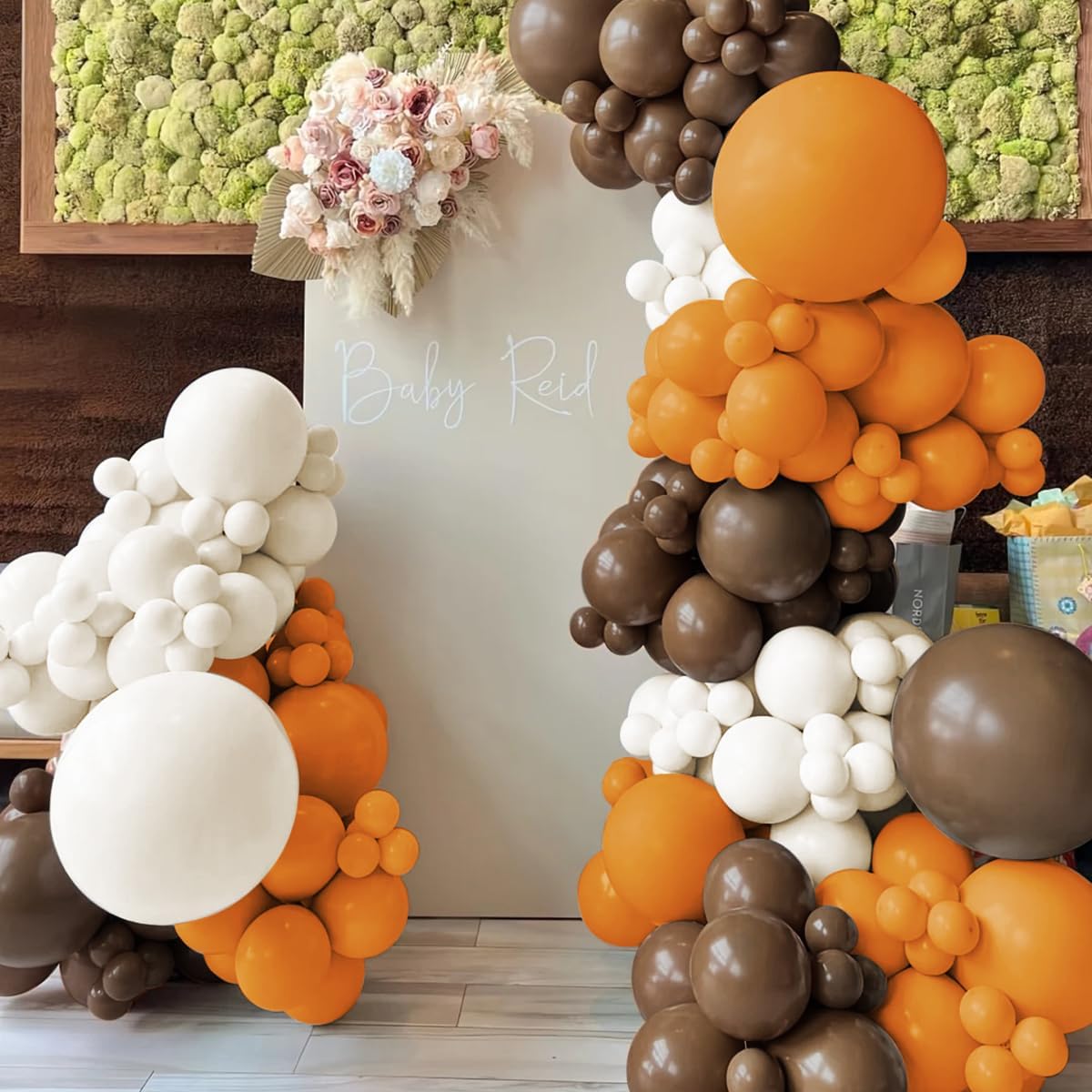 Orange White Brown Balloon Garland Arch Kit, 160Pcs Boho Burnt Orange Coffee Brown White Balloons for Birthday, Bridal Baby Shower, Wedding Party Decorations
