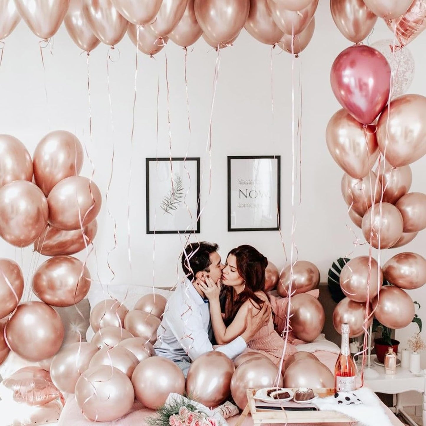 PartyWoo Metallic Rose Gold Balloons, 20 pcs 18 Inch Rose Gold Metallic Balloons, Rose Gold Balloons for Balloon Garland Arch as Bachelorette Party Decorations, Wedding Decorations, Rose Gold-G107