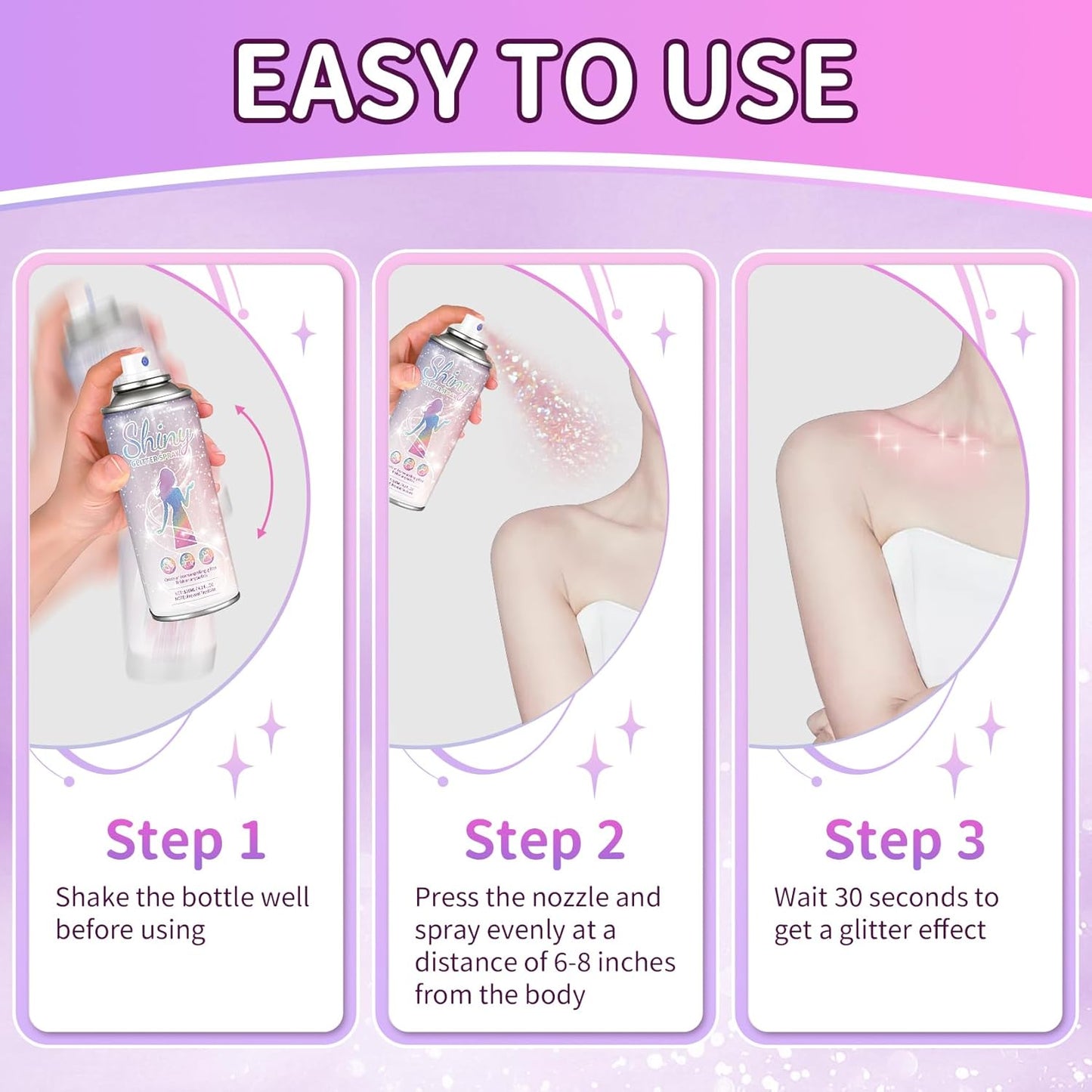 Body Glitter Spray Holographic Shiny Spray for Hair Body Clothes Glitter Highlighter Powder for Festival Rave Prom Party, 4.22 Fl Oz, Pink
