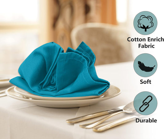 Ruvanti Cloth Napkins Set of 6, 18x18 Inches Napkins Cloth Washable, Soft, Durable, Absorbent, Cotton Blend. Table Dinner Napkins Cloth for Hotel, Lunch, Restaurant, Wedding Parties - Teal