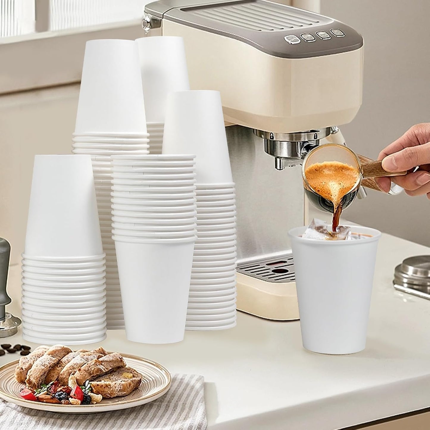 1000 Count - 12 oz Paper Coffee Cups, Disposable Coffee Cups 12 oz, Thickened White Paper Cups for Hot or Cold Beverage, Home, Office, Party, Business, Events