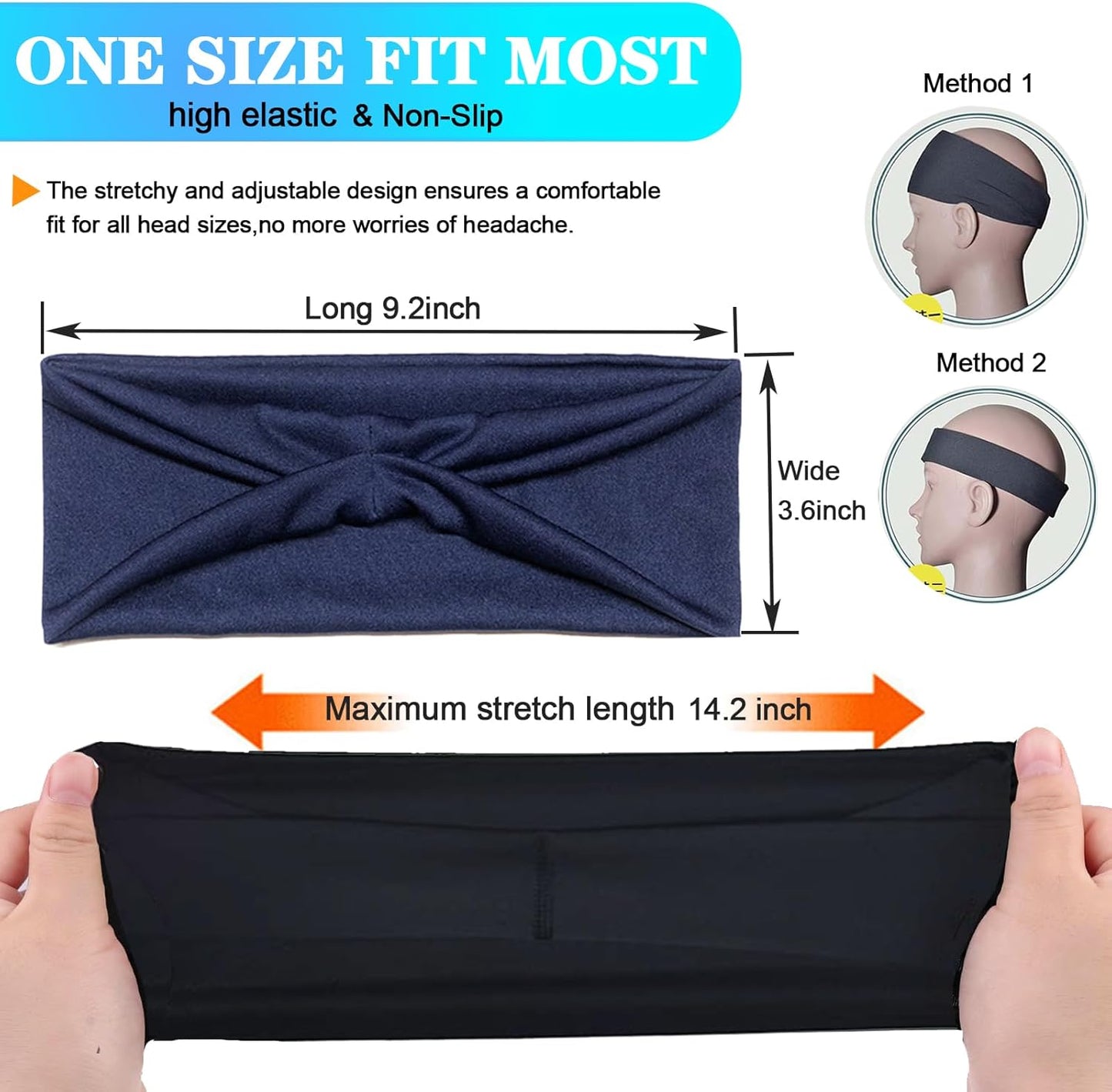 Headbands for Men 3 Pack Sport Sweat Bands Headbands Men Skull Finger Workout Sweatbands for Mens Women Head Bands Cooling Running Men's Hairband Headband
