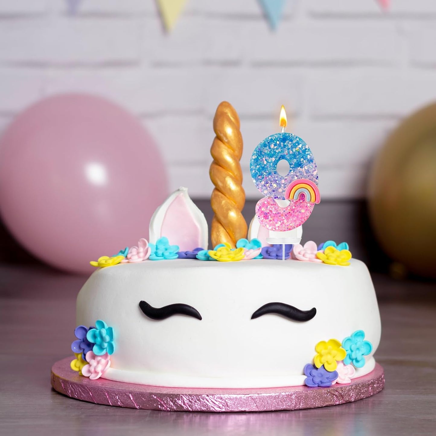Rainbow Birthday Number Candles, Number 9 Candles, Cupcake Decorations, Macaron Birthday Cake Decorations, Cartoon Theme Party Supplies (Number 9)