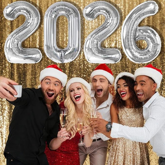 Silver Numbers Balloon, 40 Inch Balloons, Happy New Years 2026, Balloons for New Years Eve Party Supplies 2026, Graduation Decoration, 2 6 20 26 Birthday Parties