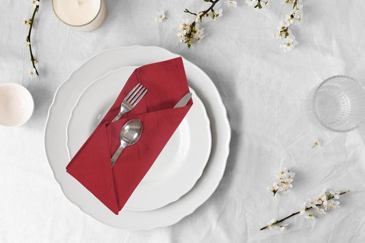 ANA Cloth Napkins Set of 12 (17.5x17.5) inch 100% Cotton Dinner Napkin Washable Hotel Quality Reusable Kitchen & Table Linen for Fall Thanksgiving Family Dinners Weddings & Everyday Use - Red