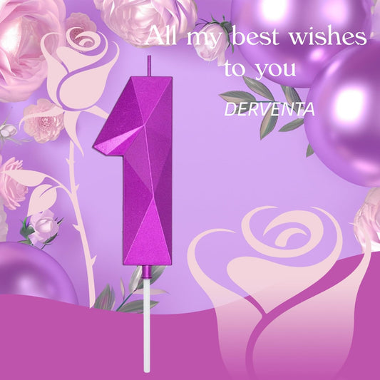 DERVENTA Large Birthday Candle Number 3D Purple 3.7 inch Party Celebration Anniversary Decoration Cake Topper 1 Piece (Number 11 Purple)