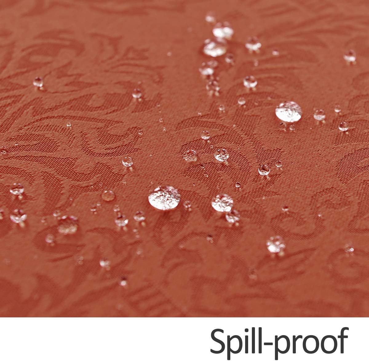 maxmill Jacquard Round Table Cloth Damask Design Waterproof Antiwrinkle Heavy Weight Soft Tablecloths for Circular Table Cover and Kitchen Dinning Tabletop Round 70 Inch Rust