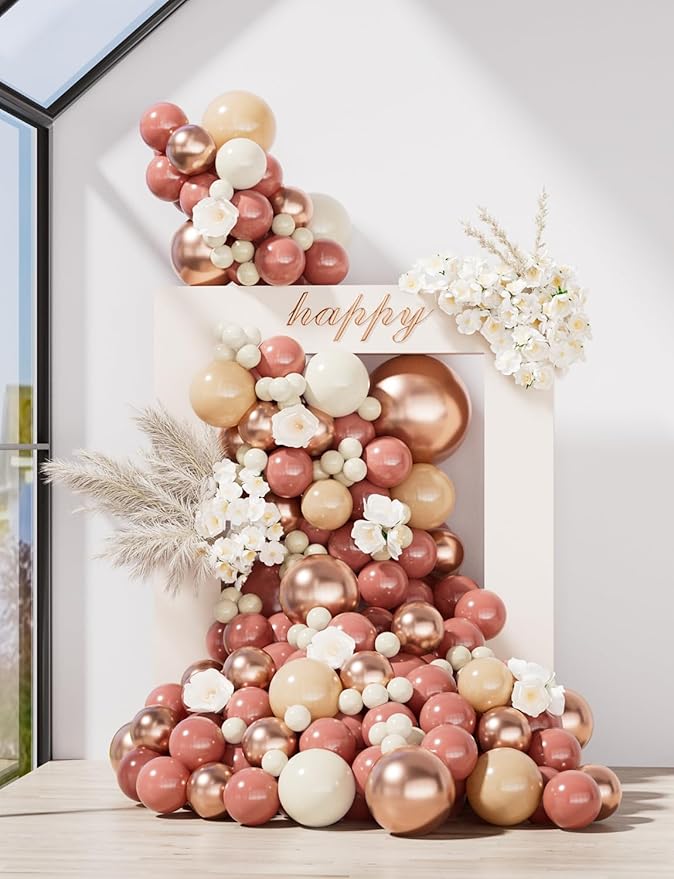 Retro Blush Pink Balloons,12 Inch 60pcs Rose Gold Balloons,Peach Dusty Pink Balloon for Birthday Baby Shower Graduation Wedding Mother's Day Party Decorations