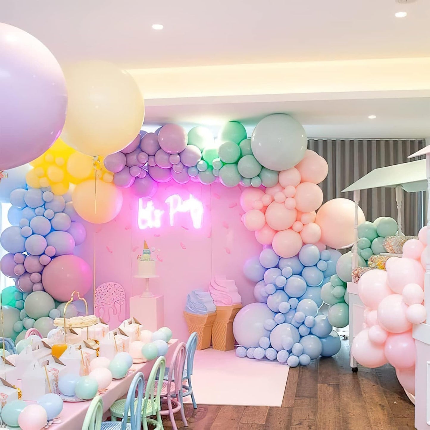 PartyWoo Pastel Balloons 50pcs 12 Inch Pastel Rainbow Latex Balloons for Baby Shower Gender Reveal Engagement Bachelorette Easter Bridal Shower Anniversary Retirement Birthday Party Decorations