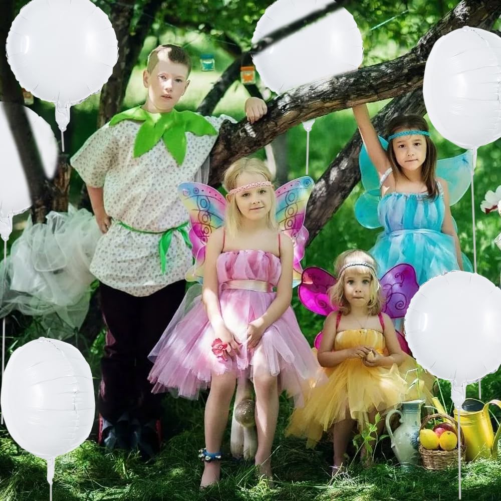 TONIFUL 30Pcs 18 Inch Large White Round Shape Foil Balloons Big White Circle Helium Mylar Ballons for Birthday Wedding Baby Shower Anniversary Engagement Party Decorations Supplies