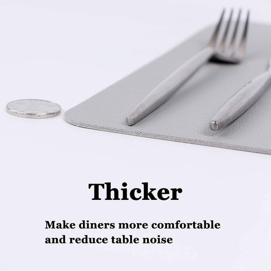 Wipeable Placemats Leather Table Mats Waterproof Heat-Resistant Easy to Clean for Dining Table Set Kitchen Table (4, Slate Grey)