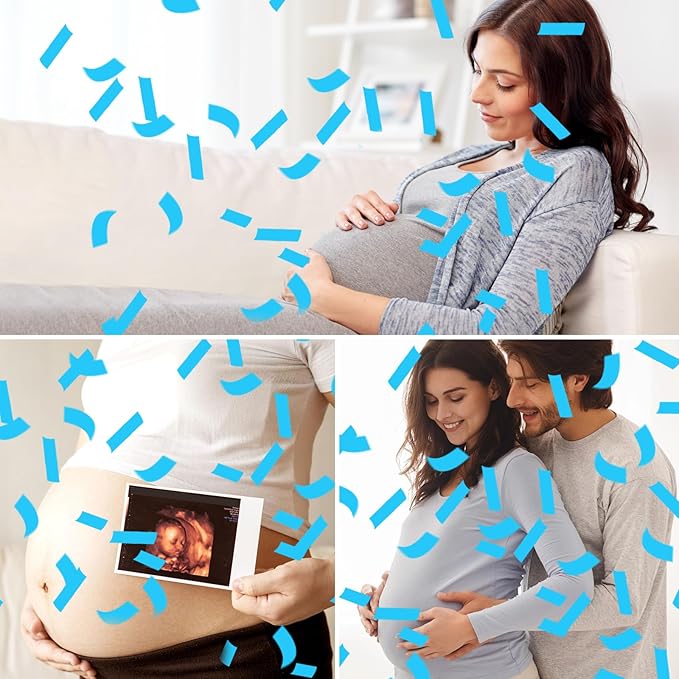 Gender Reveal Confetti Cannons - Set of 4 Blue Party Poppers for Stunning Gender Reveal Announcements, Perfect for Baby Showers and Celebrations(Non-Powder)