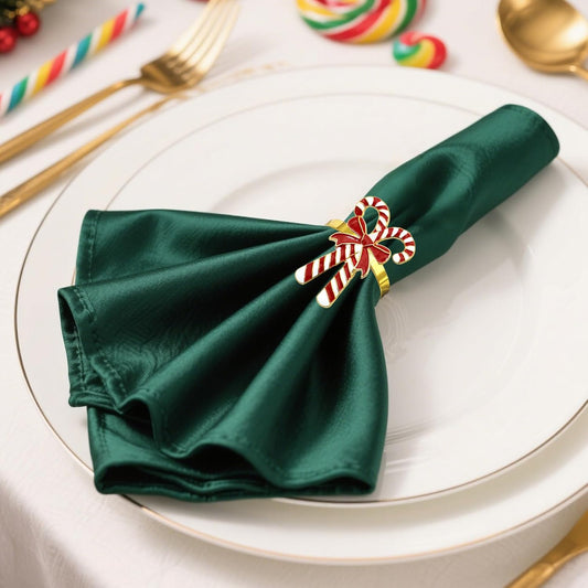 Christmas Candy Cane Napkin Rings Set of 6 Red White Napkin Rings for Winter Xmas Wedding Baby Shower,Western Festival Napkin Ring Holders for New Year Party Family Dinner Daily Table Decor