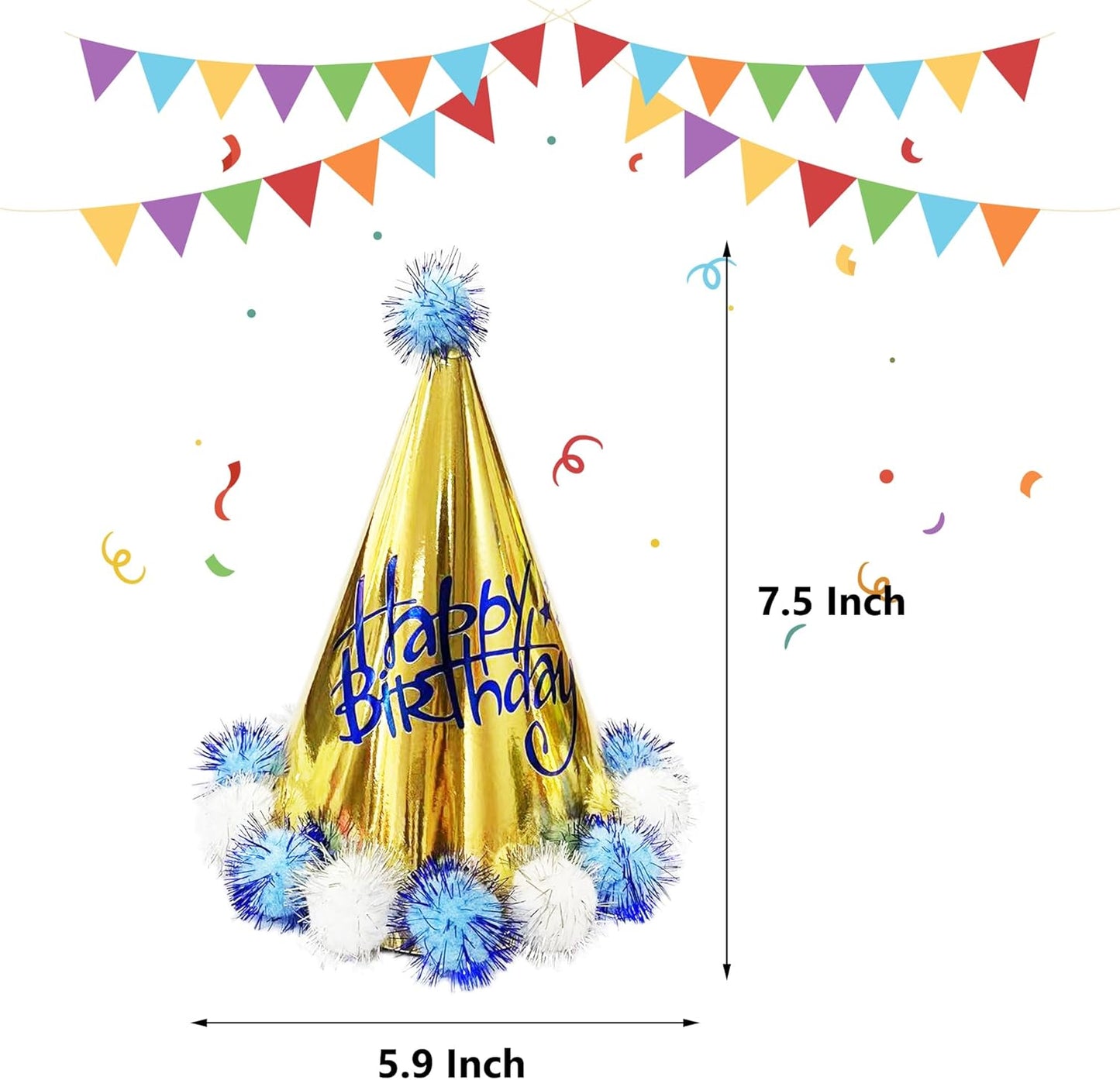 TSJ 10 PCS Happy Birthday Hats Cone Party Hats Birthday Party Hats for Kids Adults
