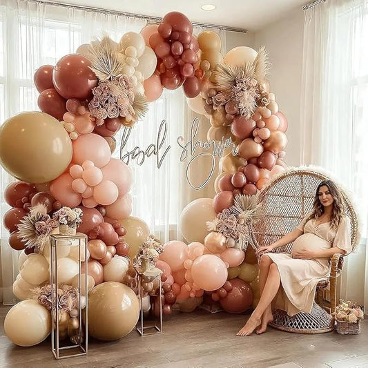 Dusty Pink Brown Balloon Garland Nude Tan Pink Rose Gold Double Stuffed Dusty Rose Mauve Blush Beige Balloon Arch Kit for Baby Shower Birthday Bridal Wedding Mother's Day Party Decorations