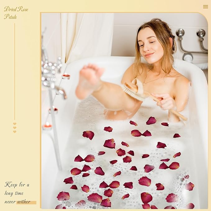 300+ PCS Biodegradable Red Rose Petals Wedding Confetti, 20+ Cups Dried Flower Petals for Valentine's Day, Bath, Bridal Shower, Soap, Candle Making, Mother's Day Presents and Bridal(2 QT)