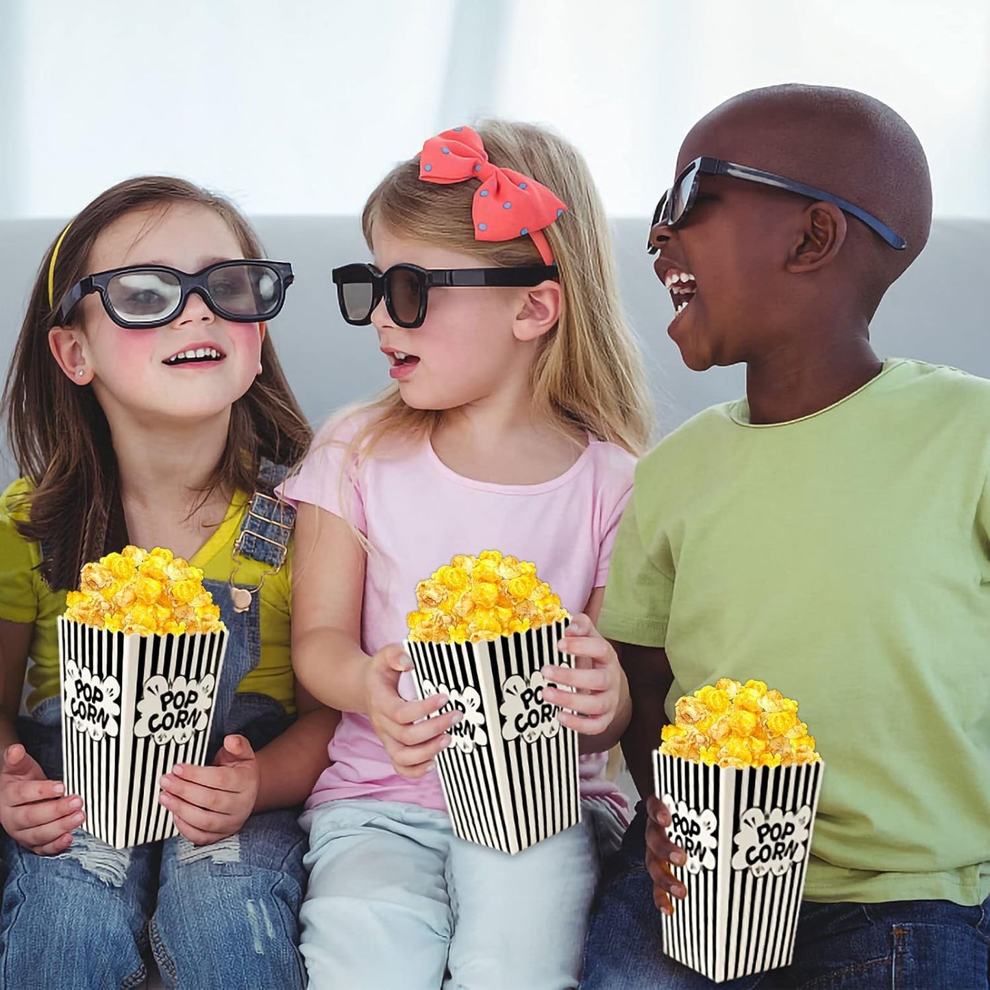 DECYOOL Mini Paper Popcorn Bags, 30Pack Small Size Popcorn Bags Black and White Movie Night Popcorn Boxes Pop Corn Buckets and Container for Home, Carnival Party, Decorations