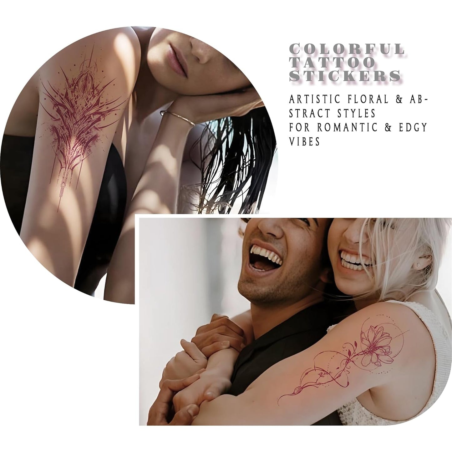 Pink Boho Temporary Tattoos | realistic temporary tattoos specially designed for women. These are waterproof fake tattoo stickers featuring floral and butterfly patterns.