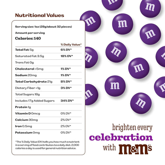 M&M’S WORLD Purple Milk Chocolate Candy 5lb Resealable Pack for Candy Bars Birthday Parties Baby Showers Mother's Day Valentine's Day Gifts Graduations Dessert Tables and Party Favors