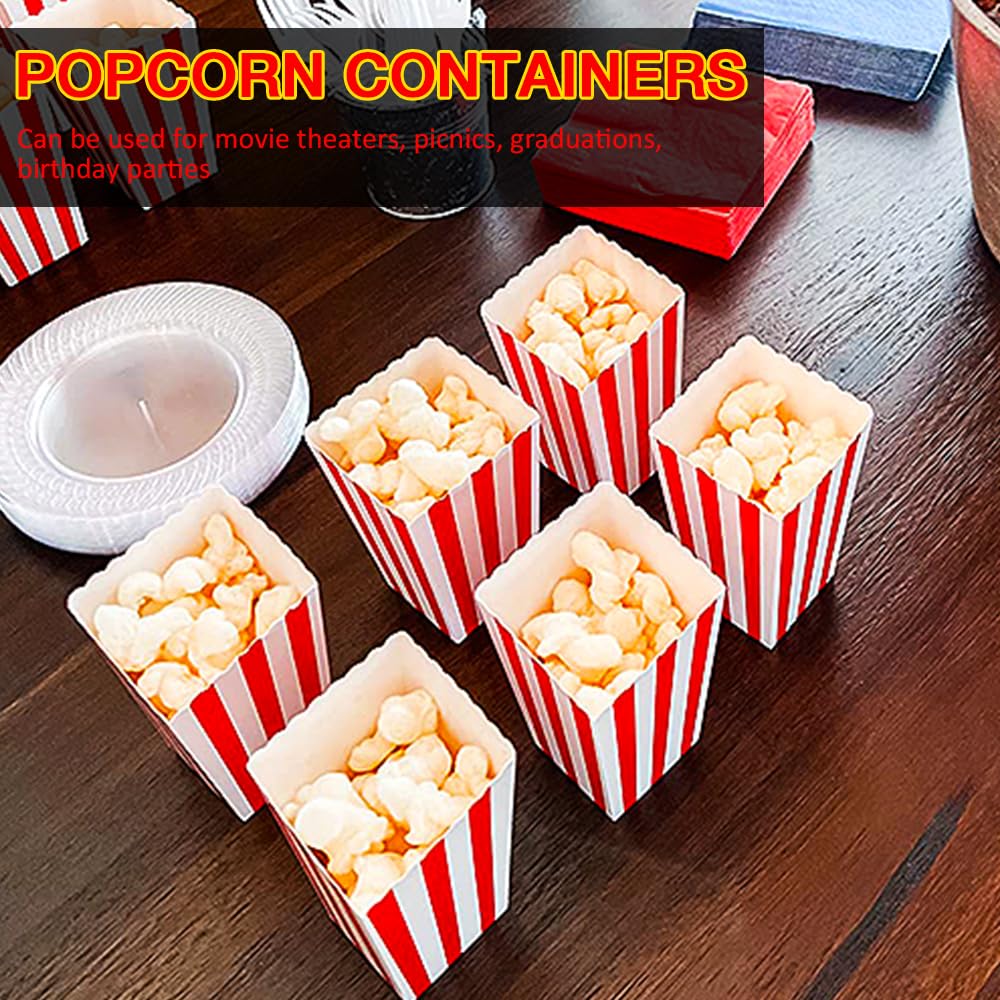 36 Pcs Large Capacity Red Paper Popcorn Boxes, Disposable Popcorn Boxes for Party, Movie Night(7.79 x 3.74inch)