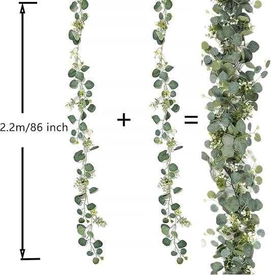 Artificial Eucalyptus Small Flowers Decoration Babysbreath Garland Faux Silk Leaf Décor Anniversary Engagement Party Wedding Fireplace Craft Design Housewarming Window Decorating