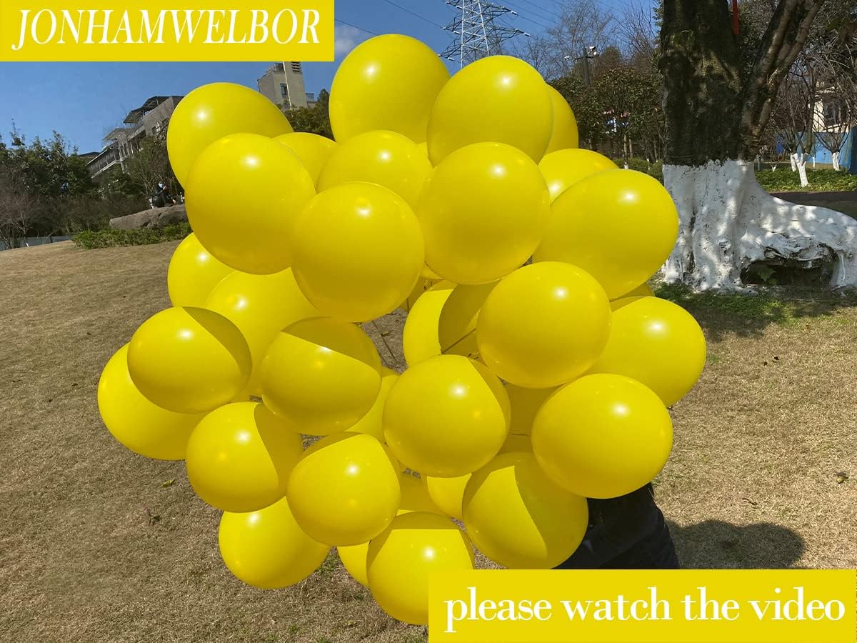 Jonhamwelbor Yellow Balloons 12 inch 100 Pack Matte Dark Yellow Latex Helium Balloons for Baby Shower Birthday Wedding Party Decorations (With Ribbon)