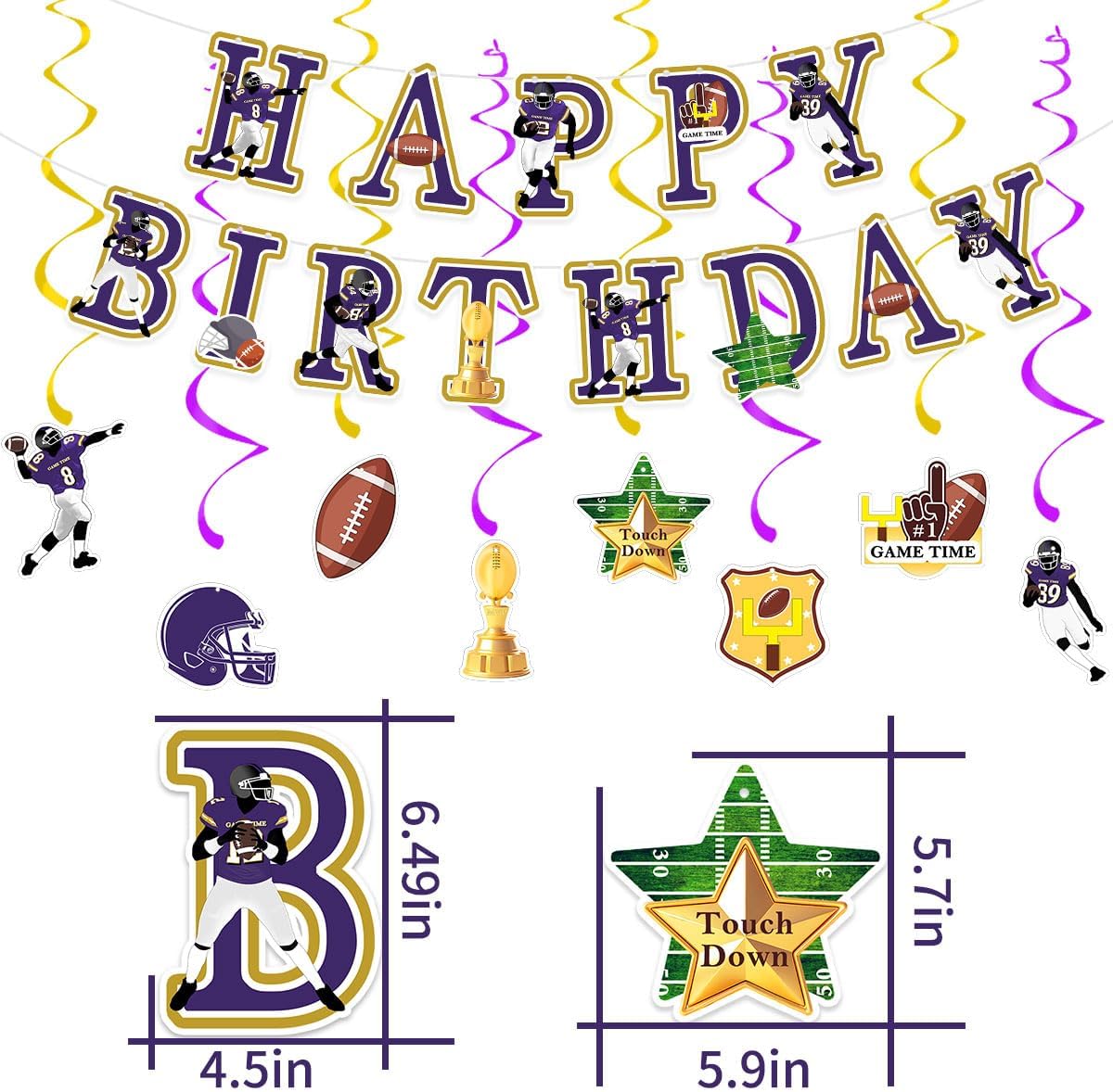 Football Birthday Party Decorations Football Birthday Banner with Super Bowl & Themed Party Supplies for Gameday Tailgate Decorations (Pre-Strung)