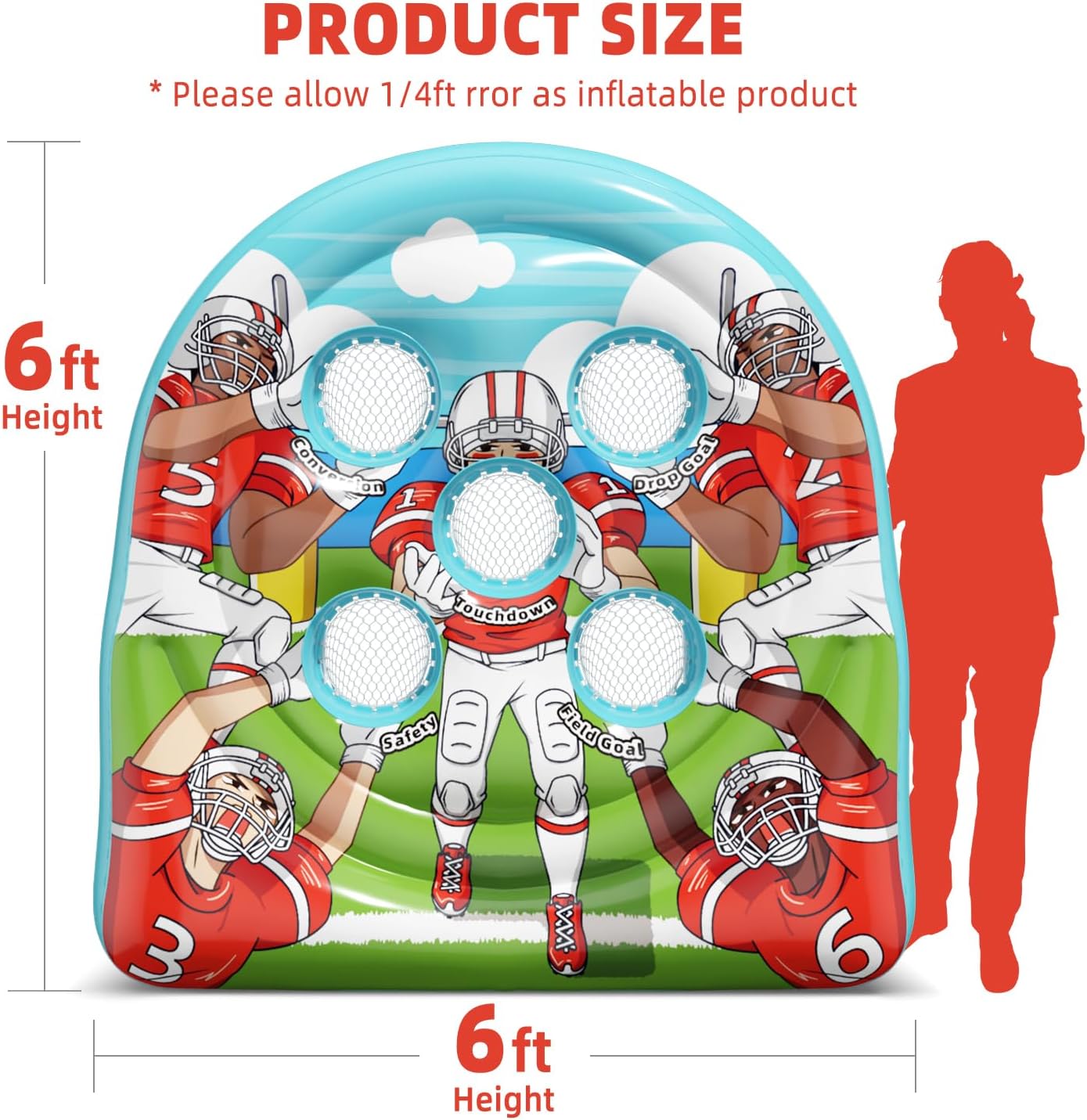 Football Target Toss Game - Inflatable Football Throwing Target Toy - Carnival Party Games Outdoor Yard Game for Kids and Adults