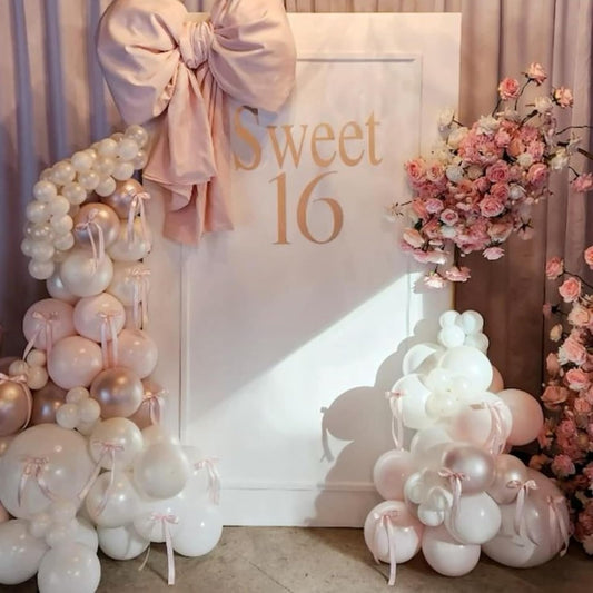 Pearl White and Pink Balloons Arch Double Stuffed Balloons Garland Pare Pink Blush Beige Cream Latex Balloon with Clear Balloon for Neutral Birthday Party Decoration Baby Girl Bridal Shower Wedding