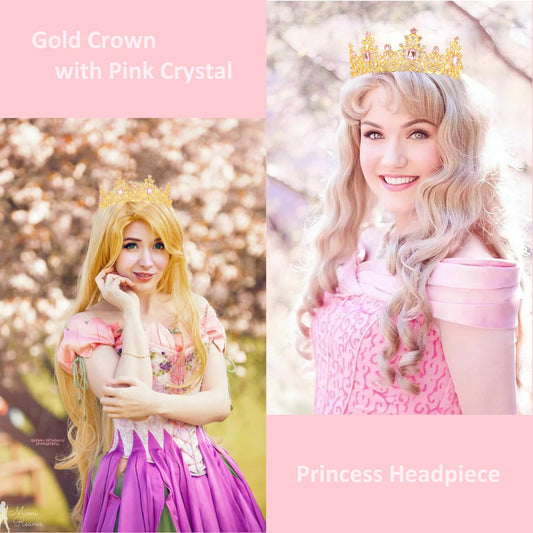 Didder Pink Gold Princess Crown Birthday Tiara Prom Queen Tiaras and Crowns for Women and Girls Halloween Costume Headpiece Hair Accessories